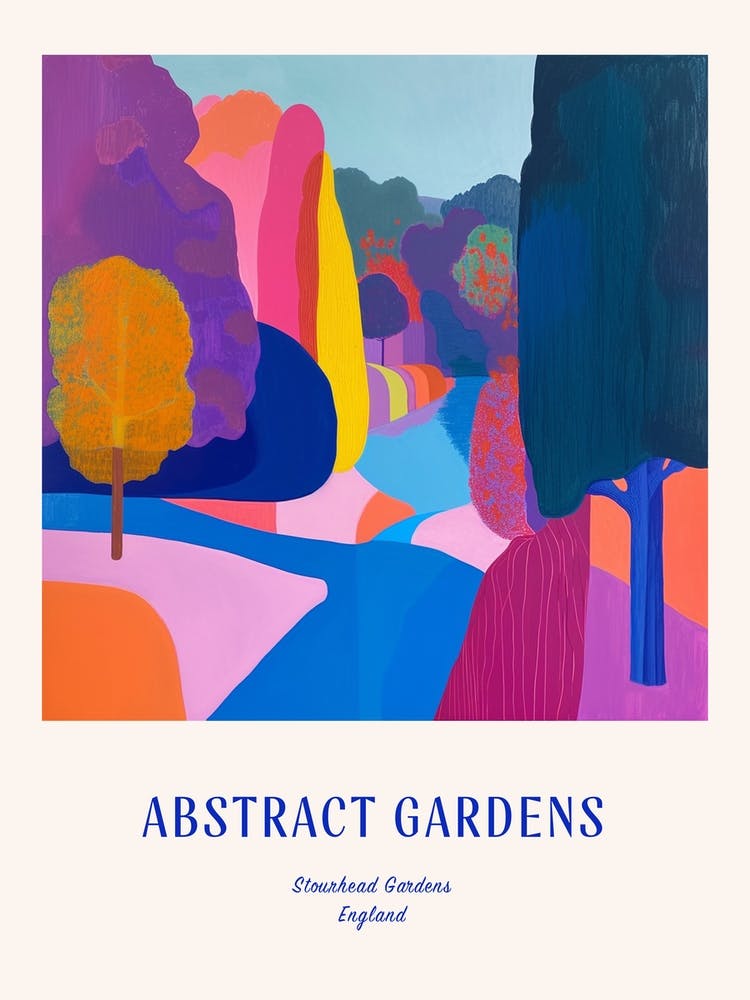 Colourful Gardens Stourhead Gardens United Kingdom 1 Blue Poster