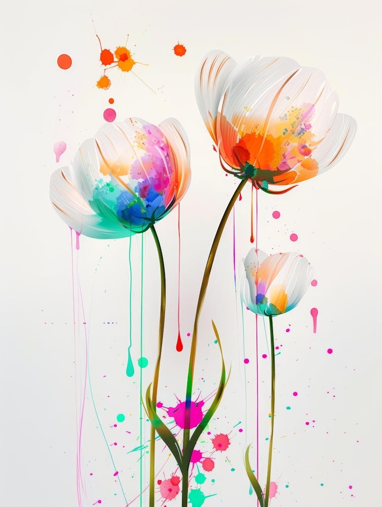 Flowers With Paint Splatters