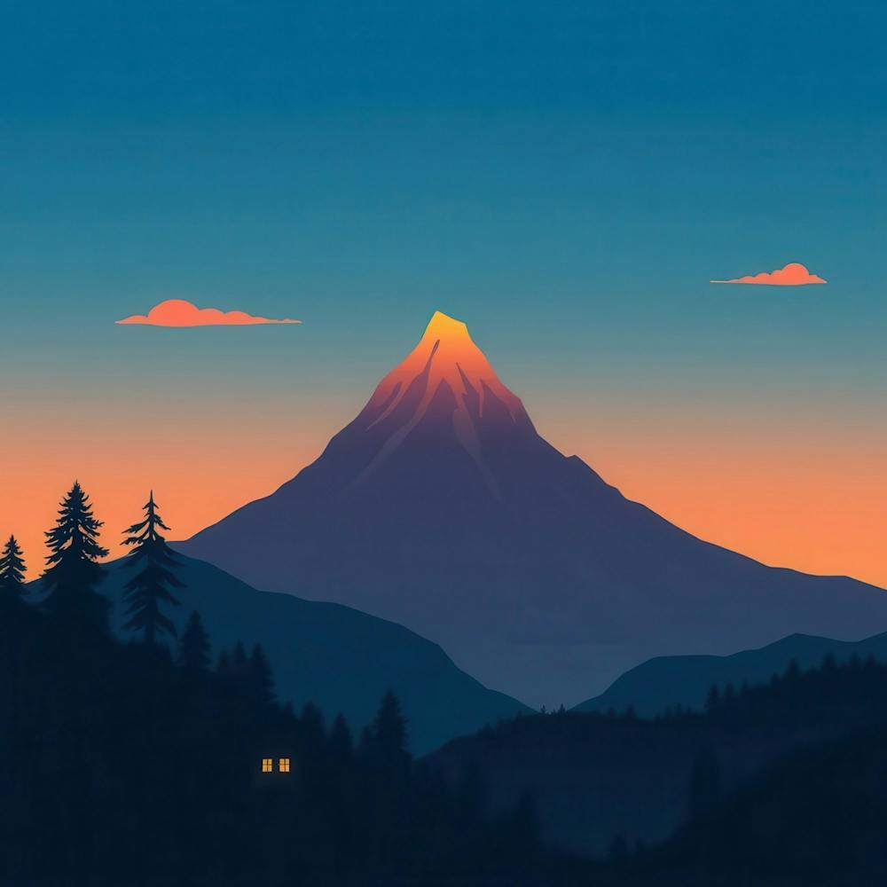 Gebirgslandschaft bei Sonnenuntergang 1