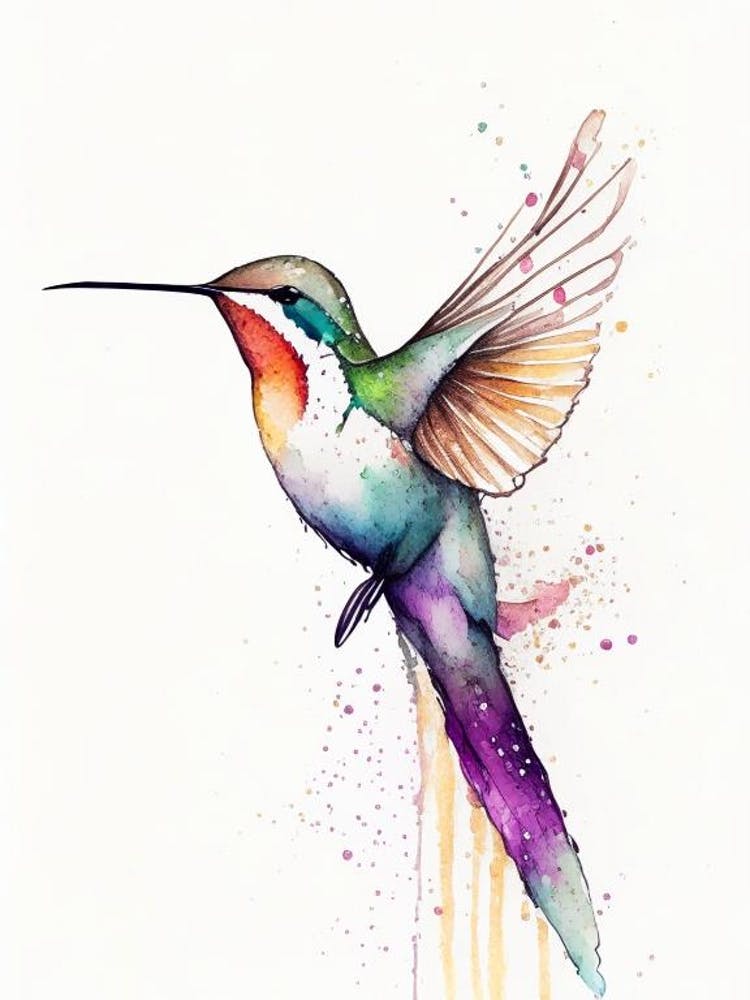 Calliope Hummingbird Minimalist Watercolour 2