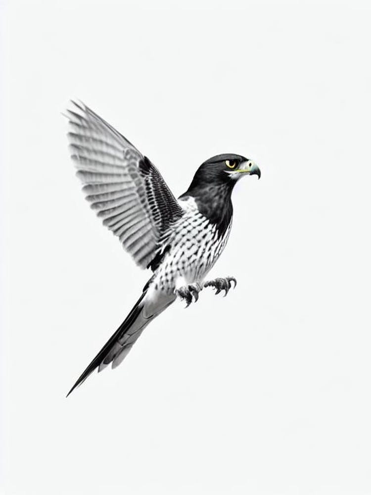 Falcon B&W Pencil Drawing Bird