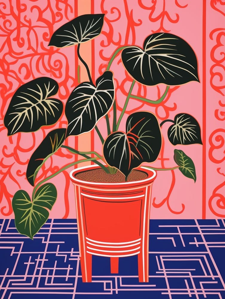Pink And Red Plant Illustration Philodendron 9