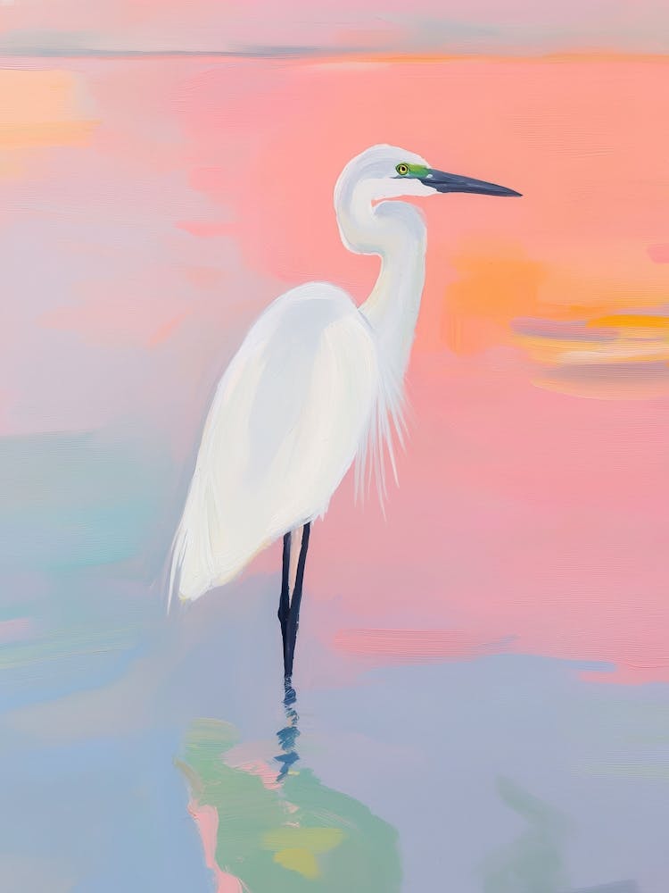 Aigrette Au Coucher De Soleil