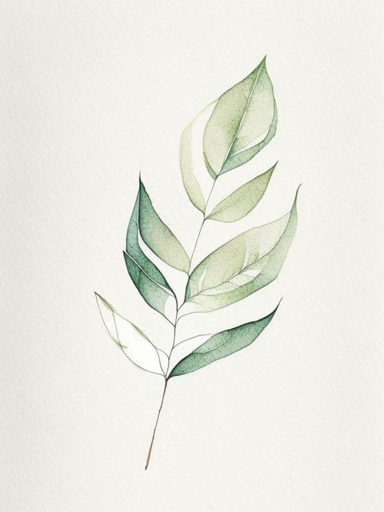 Laurel Leaf Minimalist Watercolour