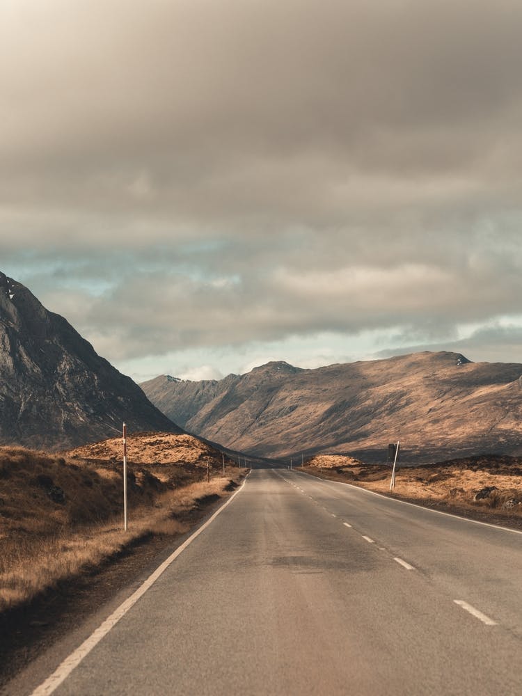 Empty Road In The Scottish Highlands