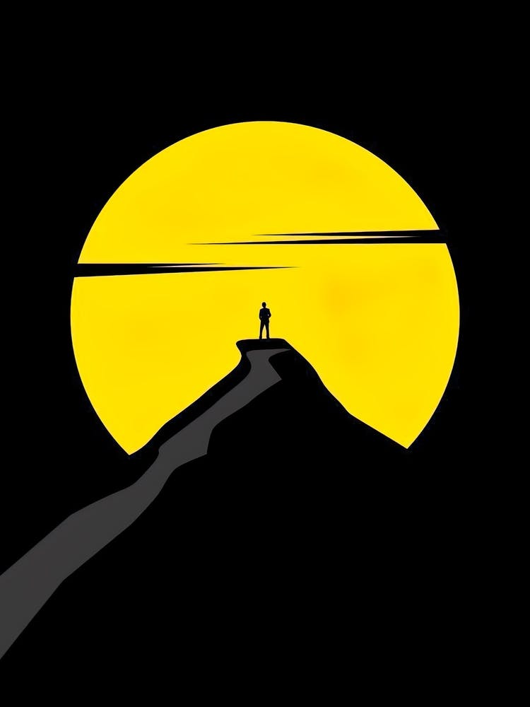 Silhouette Of A Man On A Mountain