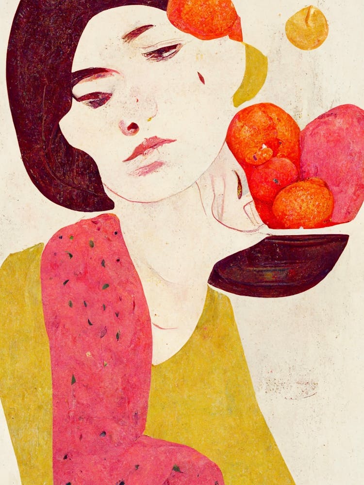 Woman And Fruits