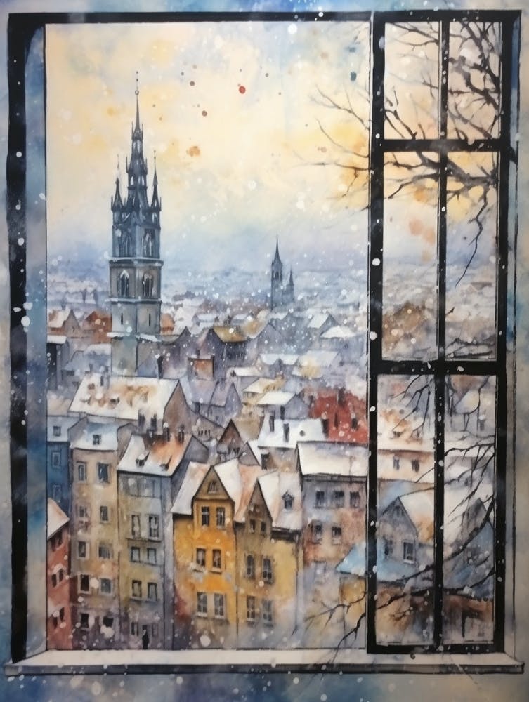 Winter Cityscape Prague Czech Republic 4