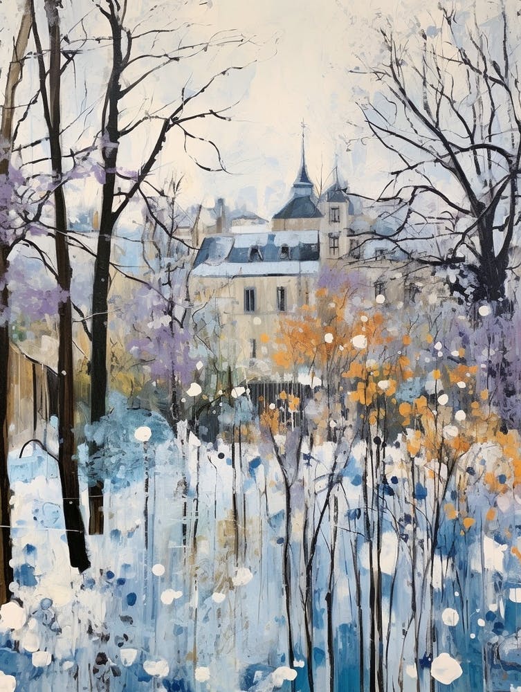 Winter City Park Painting English Garden Munich Germany 4