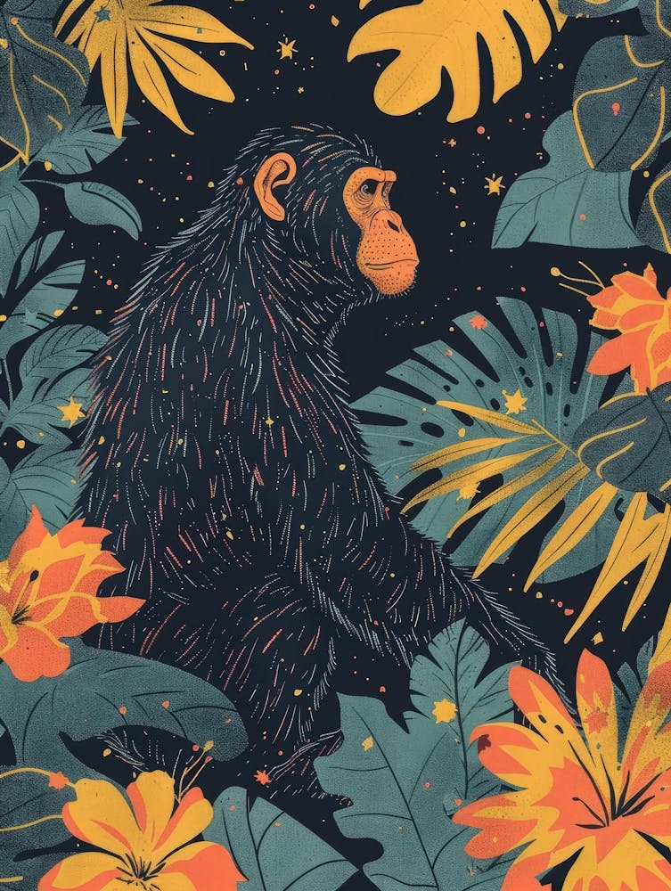 Chimpanzee In The Jungle