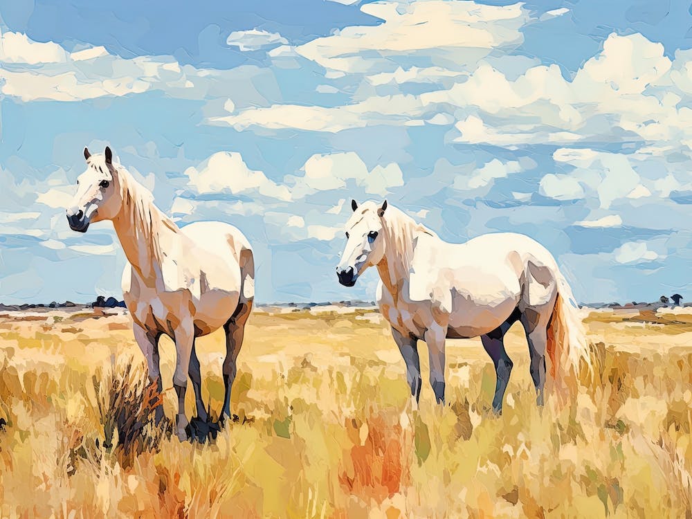Horses Painting In Buenos Aires Province, Argentina, Landscape 1