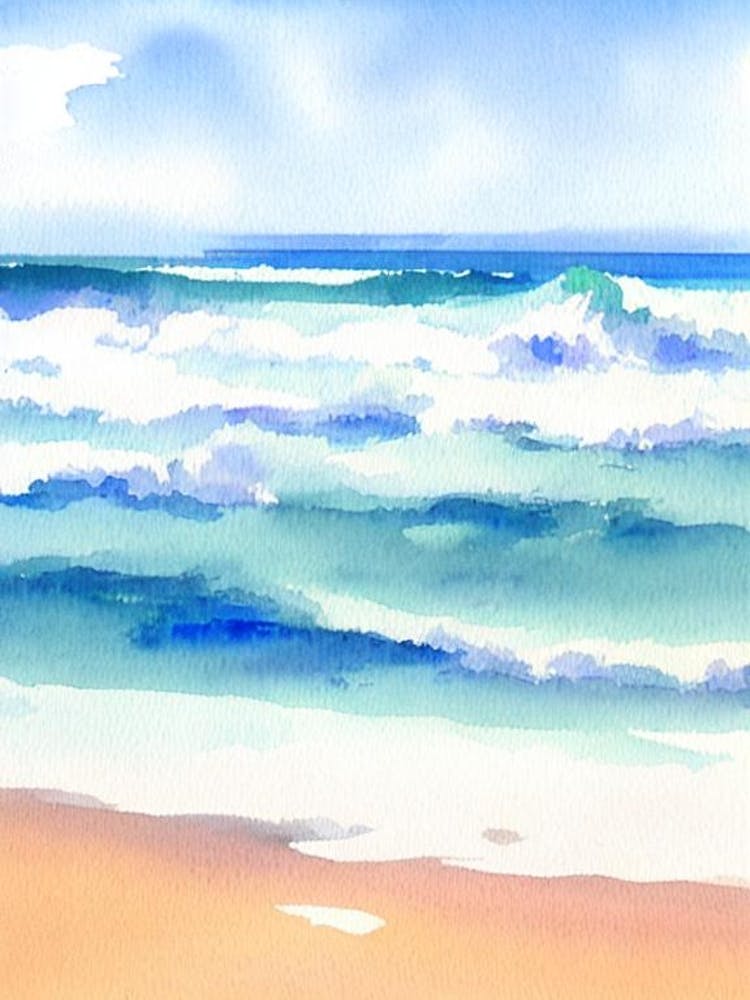 Mooloolaba Beach 2, Australia Watercolour