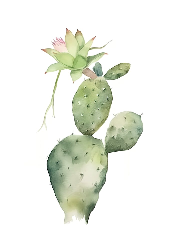 Rat Tail Cactus Watercolour Drawing 2
