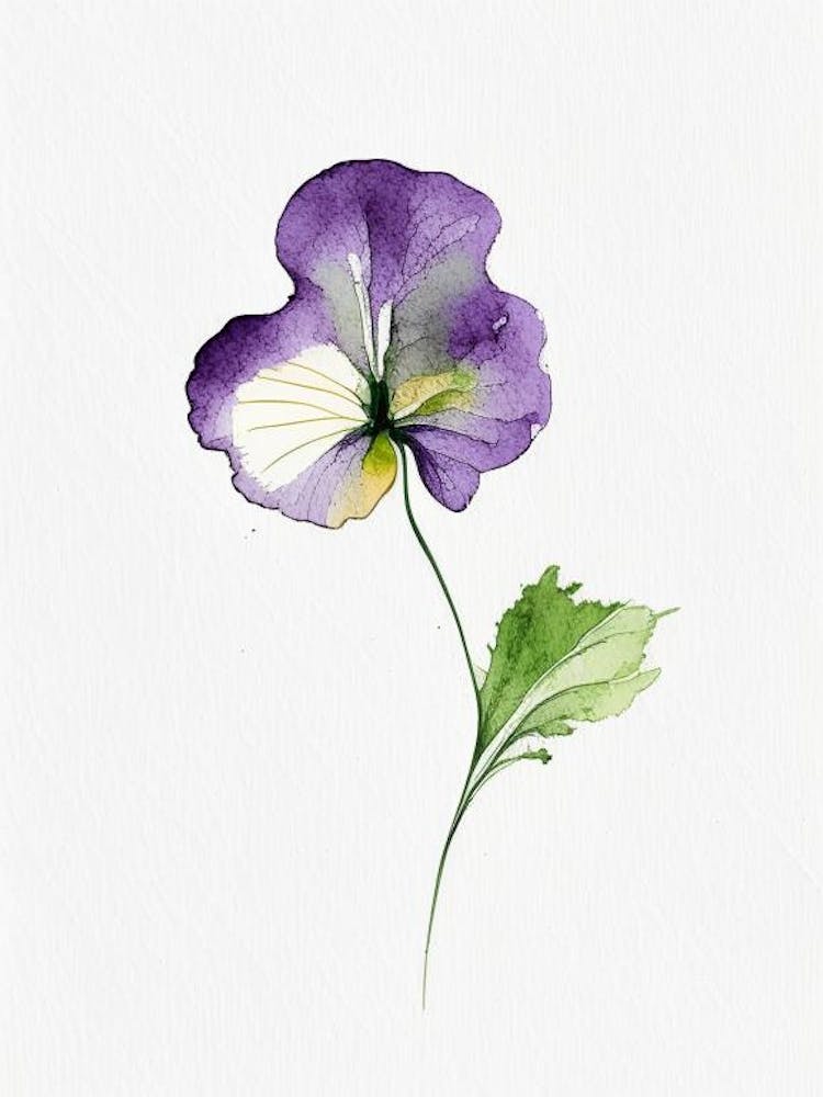 Pansy Leaf Minimalist Watercolour