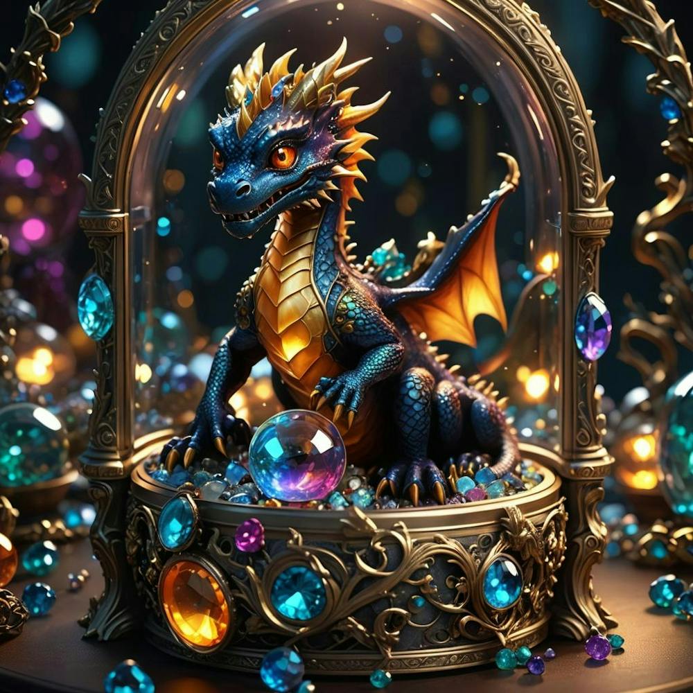 Baby Dragon In A Glass Dome