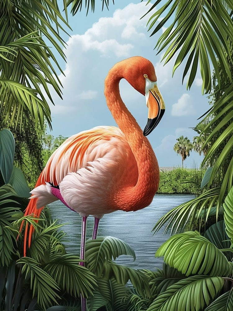 Greater Flamingo Kenya Tropical Illustration 3