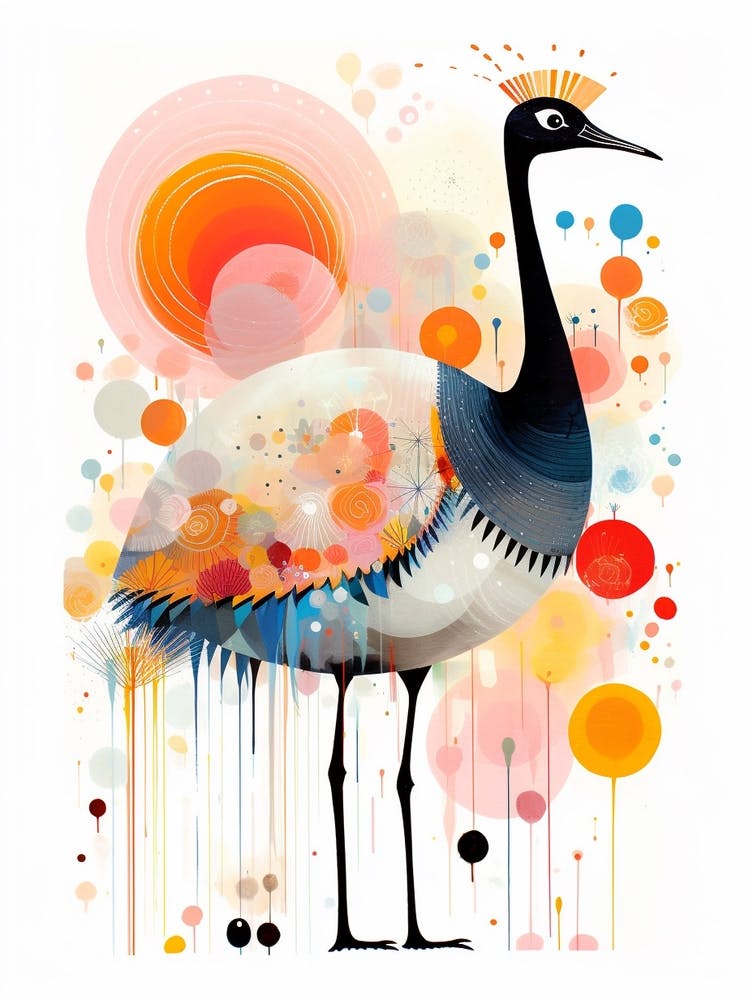 Collage Peinture d'Oiseau Autruche 1