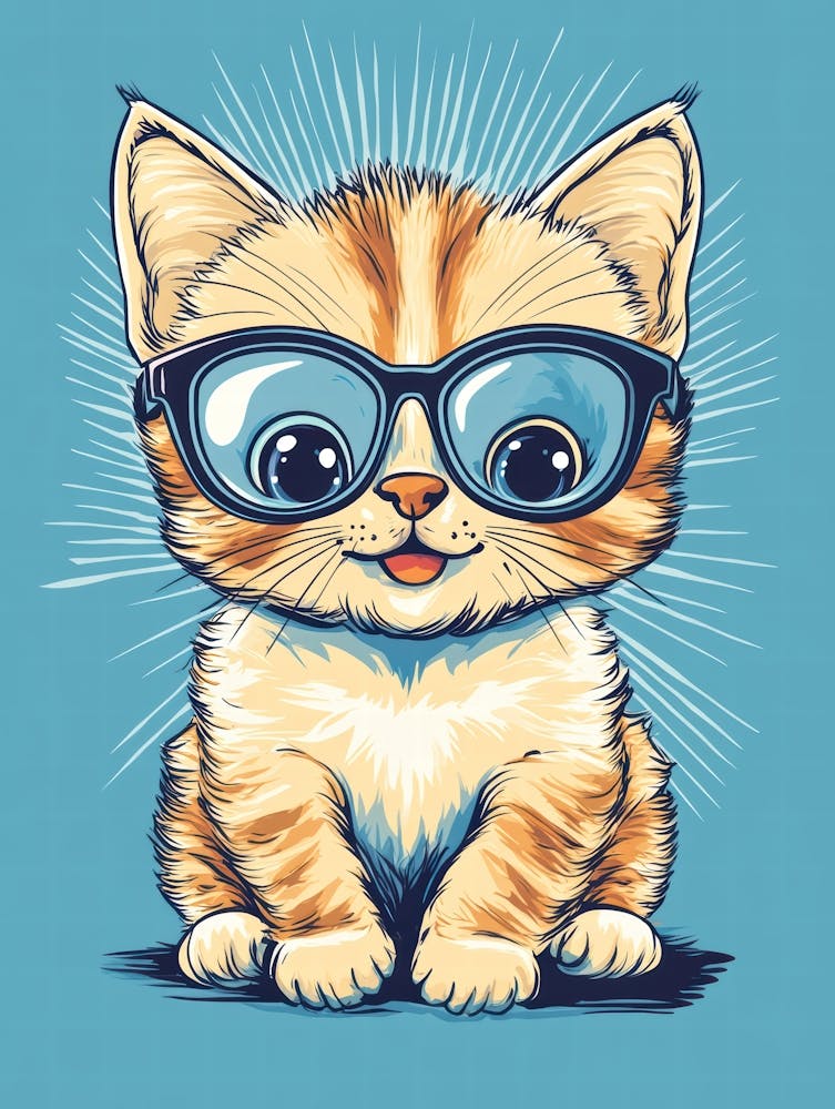 Cute Kitten In Glasses