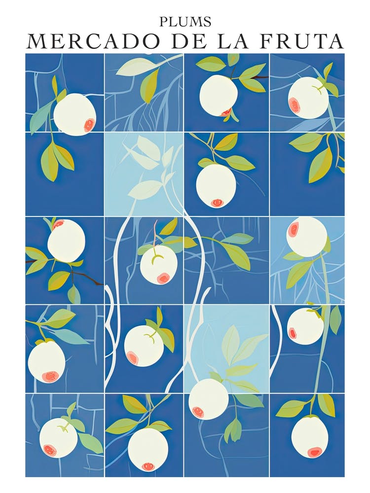 Mercado De La Fruta Plums Illustration 3 Poster