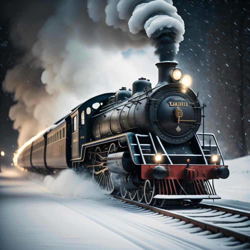 Steam Train In The Snow Created using Imagine AI Art 1