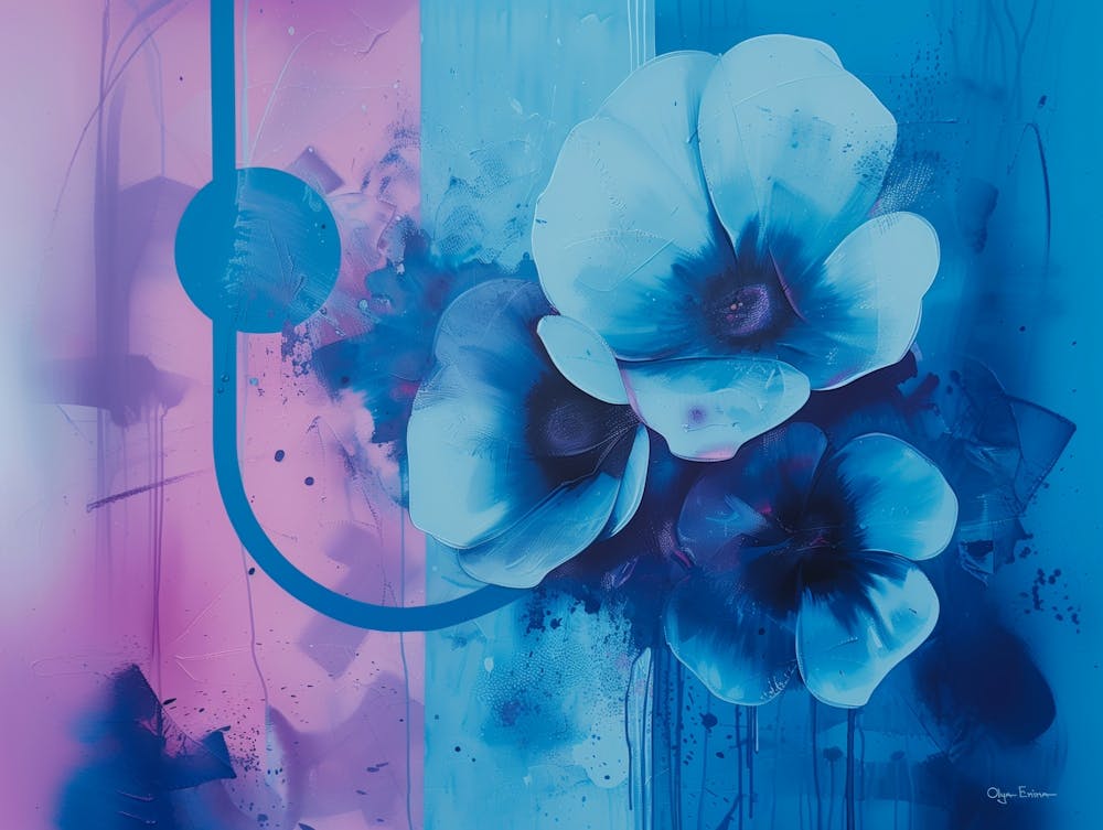 Blue and Pink Flowers