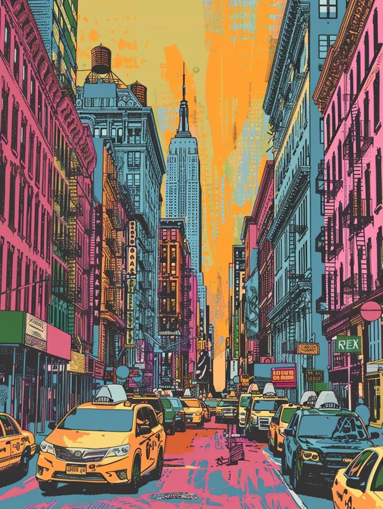 Soho District New York Colourful Silkscreen Illustration 2