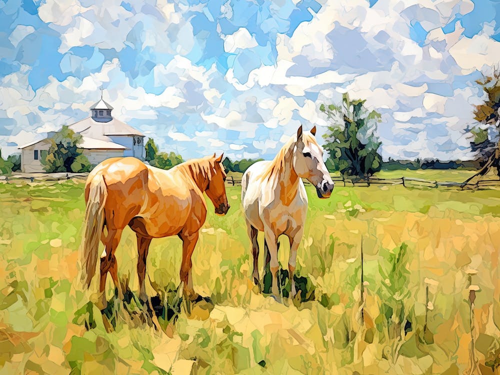 Horses Painting In Lexington Kentucky, Usa, Landscape 3