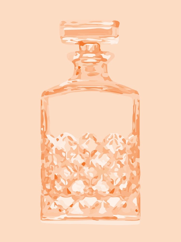 Decanter Bar Cart Print - Orange