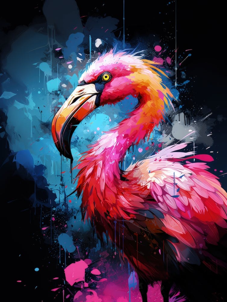 Flamingo splashed color art