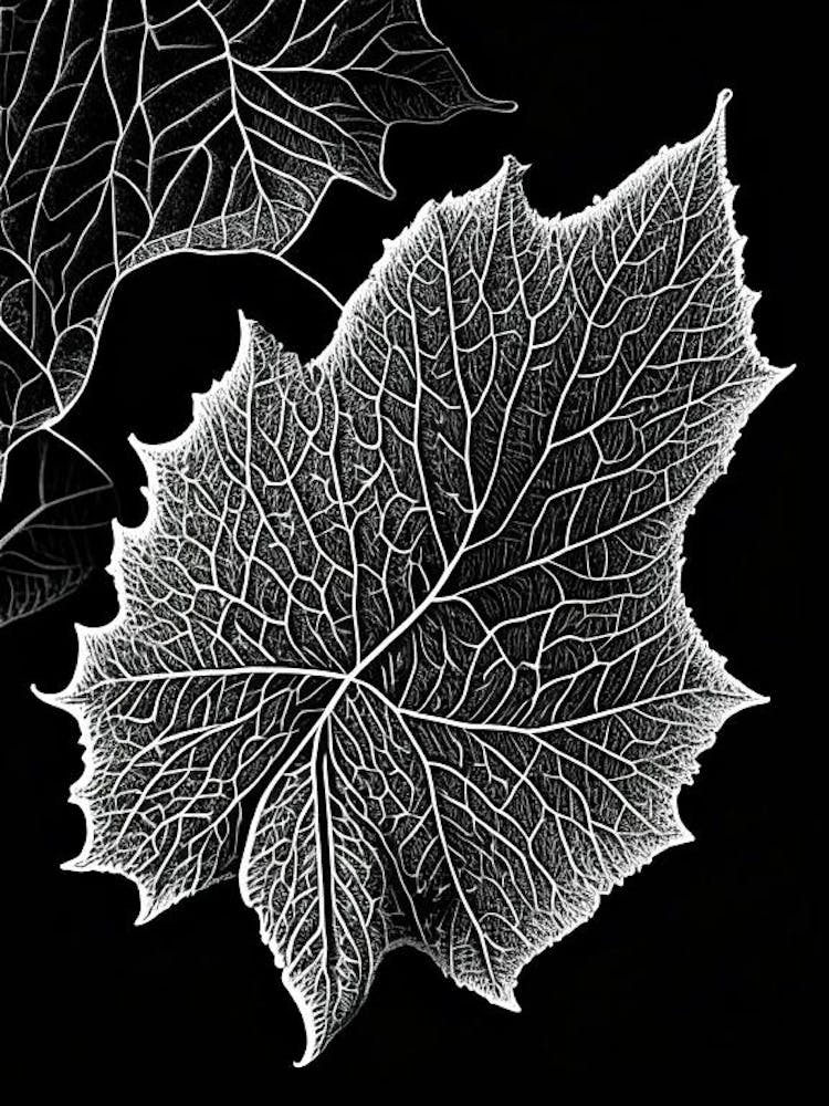 Mulberry Leaf Linocut 3