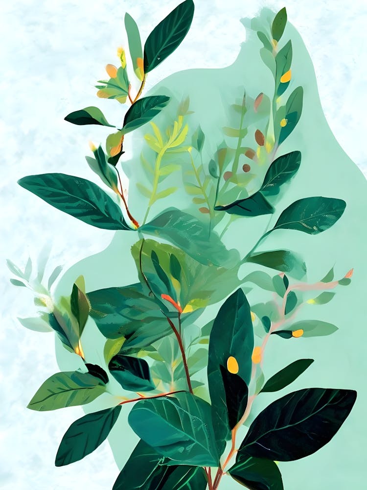 Green Leaves On A Branch