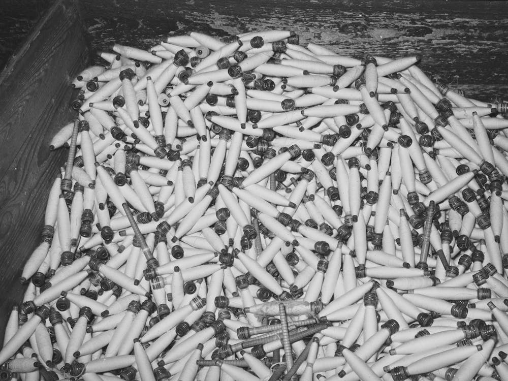 Bin Of Spindles, Laurel Cotton Mills, Laurel, Mississippi By Russell Lee