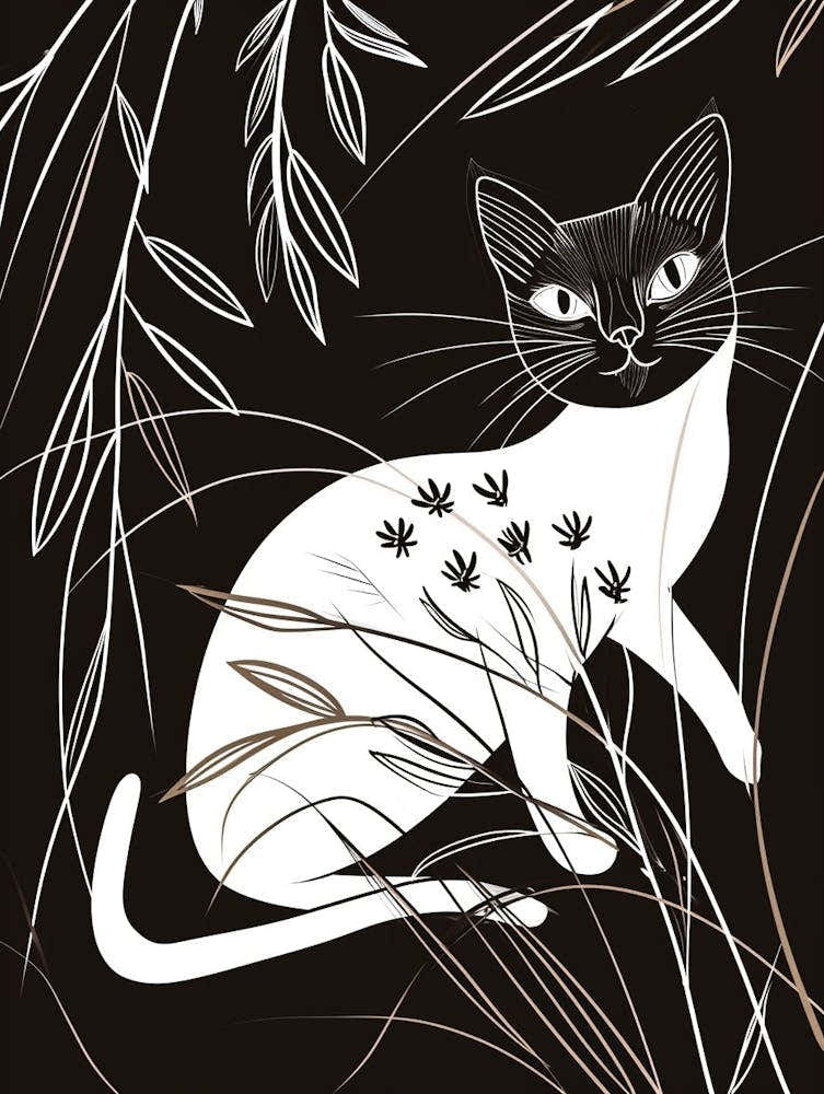 Siamese Cat Minimalist Illustration 4