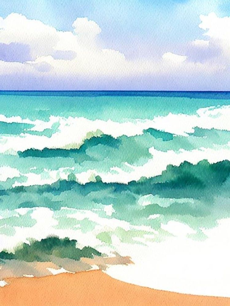 Noosa Main Beach, Australia Watercolour