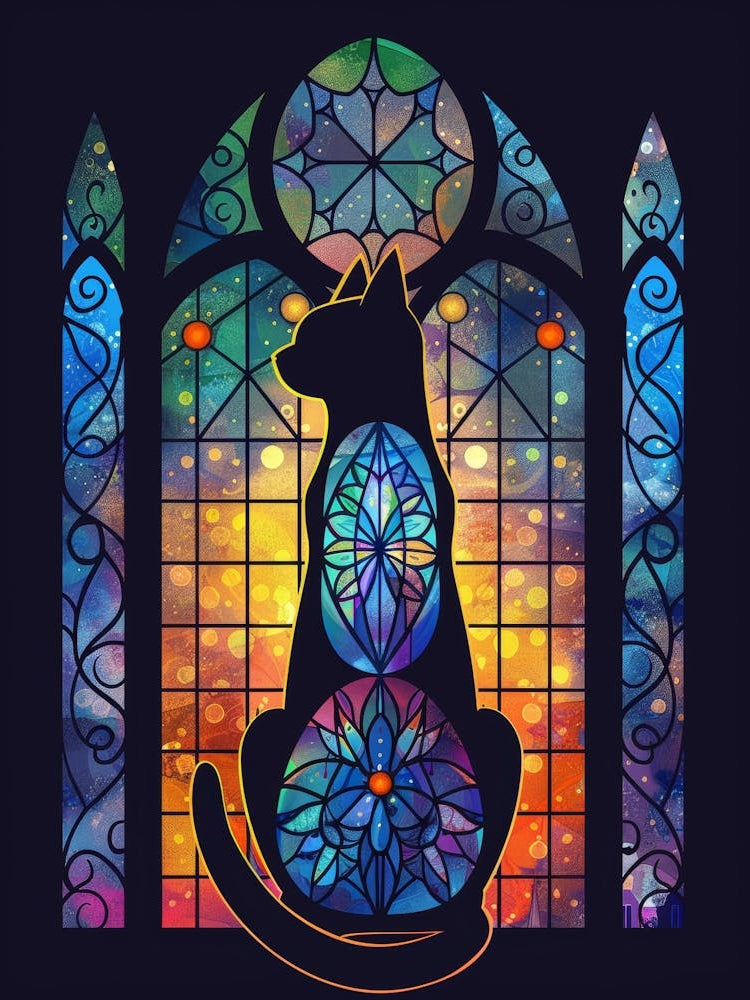 Cat In Stained Glass 4