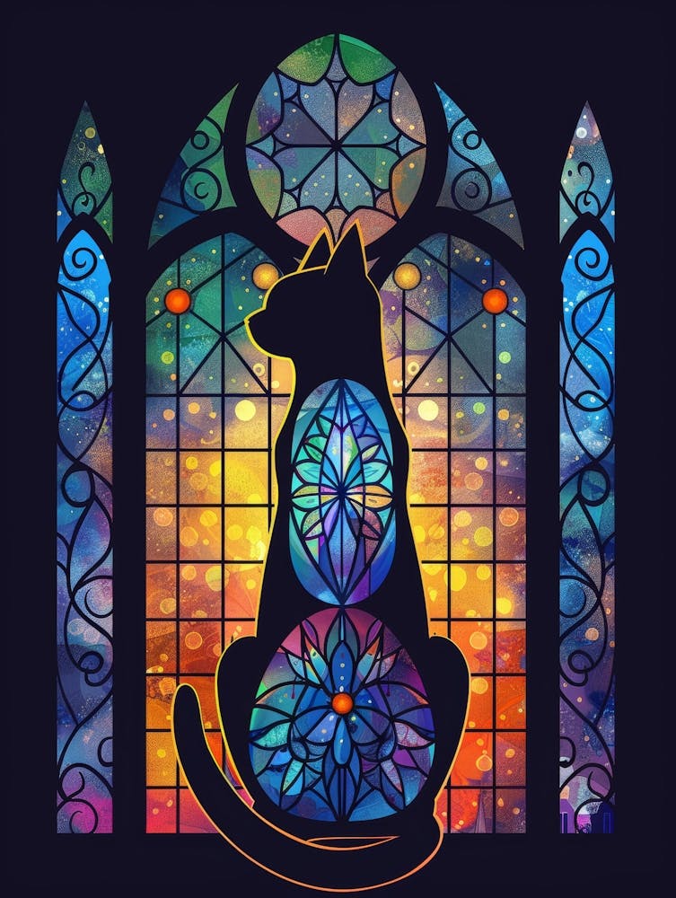 Cat In Stained Glass 4