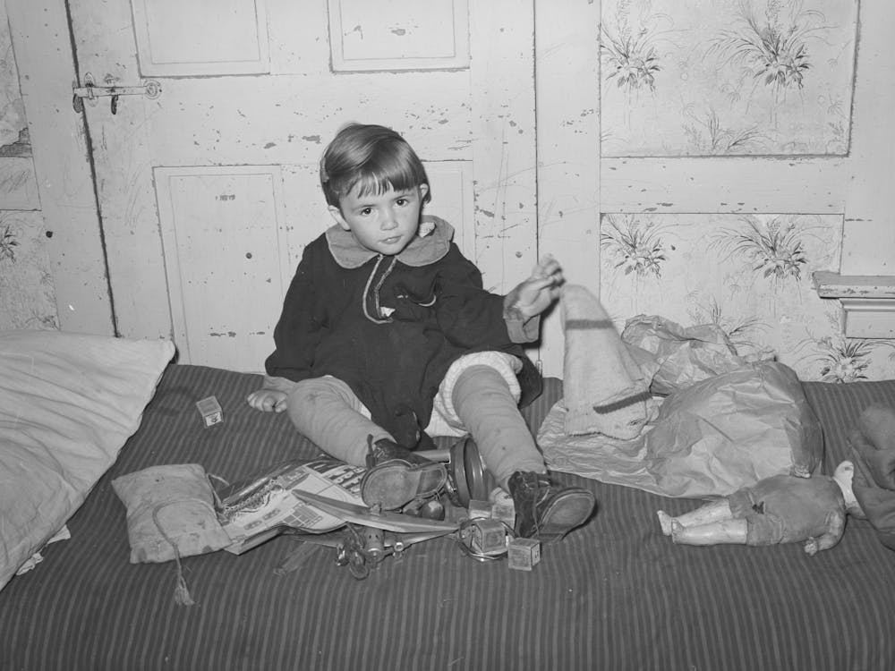 Daughter Of Fsa (Farm Security Administration) Client Playing In Her Home In Orange County Near Bradford