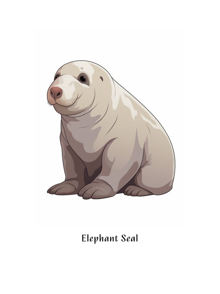Elephant Seal Kids Animal Poster