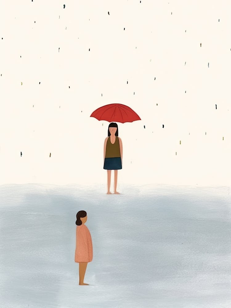 At The Beach Tiny People Illustration 2