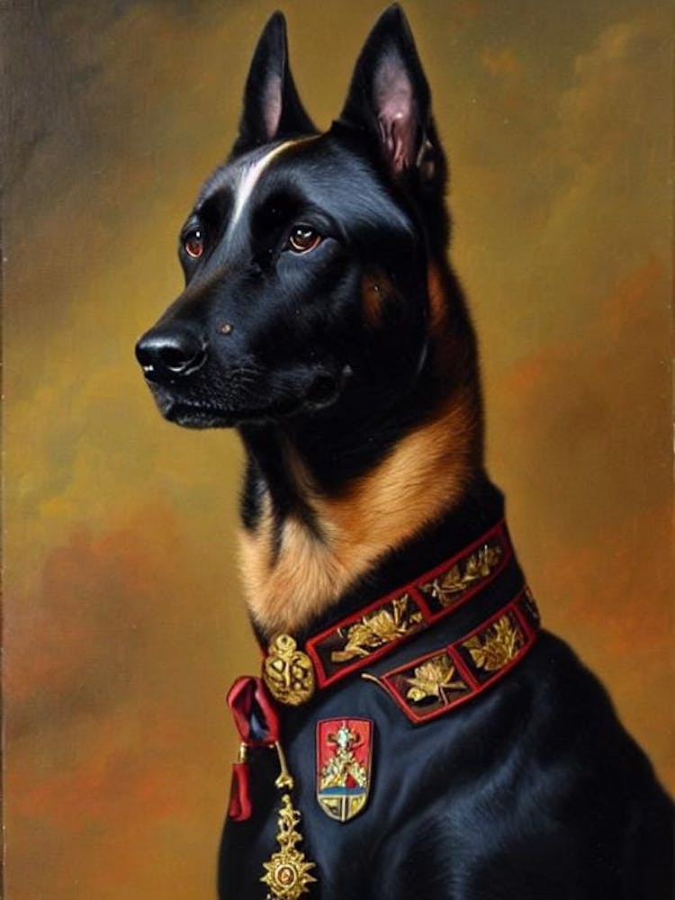 Belgian Malinois Renaissance Portrait Oil Painting