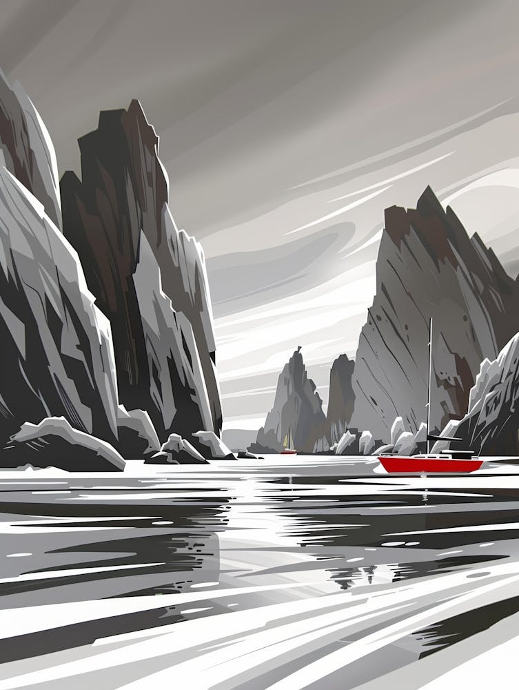 Red Boat In The Sea