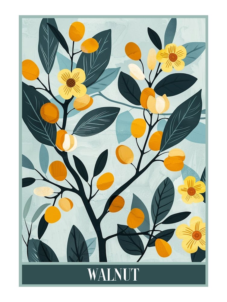 Walnut Tree Flat Illustration 4 Poster