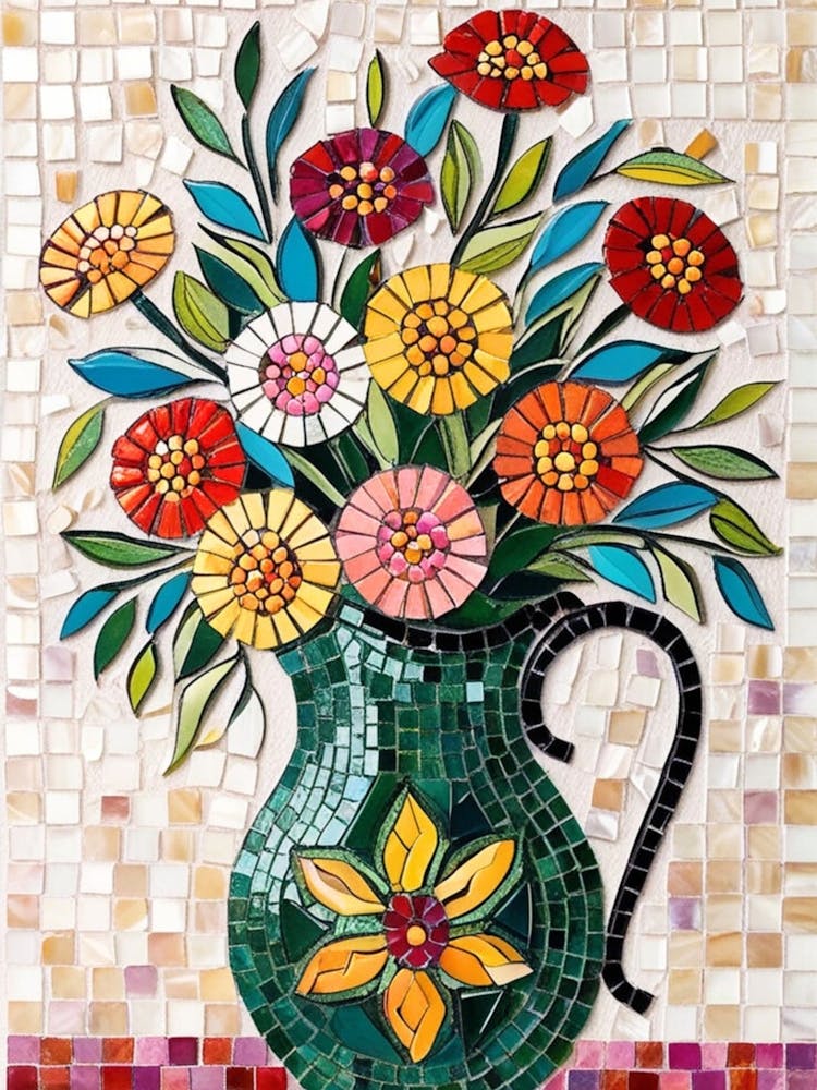 Mosaic Vase With Flowers