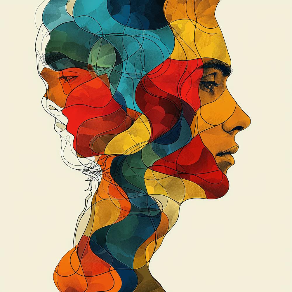 Abstract Of flection colourful Head - city wall art, colorful wall art, home decor, minimal art, modern wall art, wall art, wall decoration, wall print colourful wall art, decor wall art, digital art, digital art download, interior wall art, downloadable