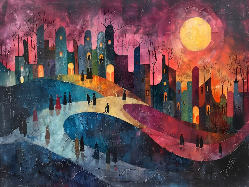 Cityscape At Sunset, Cubism