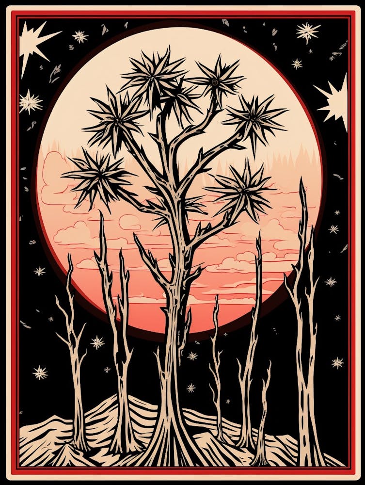 B&W Plant Illustration Red Edged Dracaena