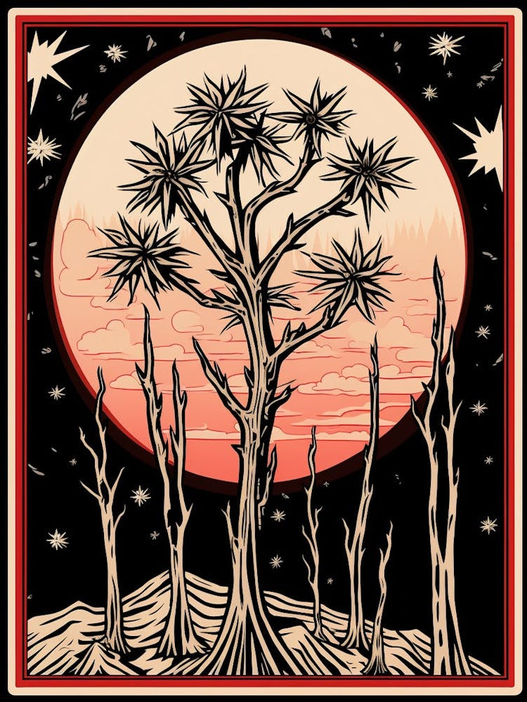 B&W Plant Illustration Red Edged Dracaena