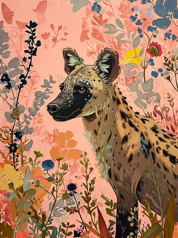Floral Animal Painting Hyena 3