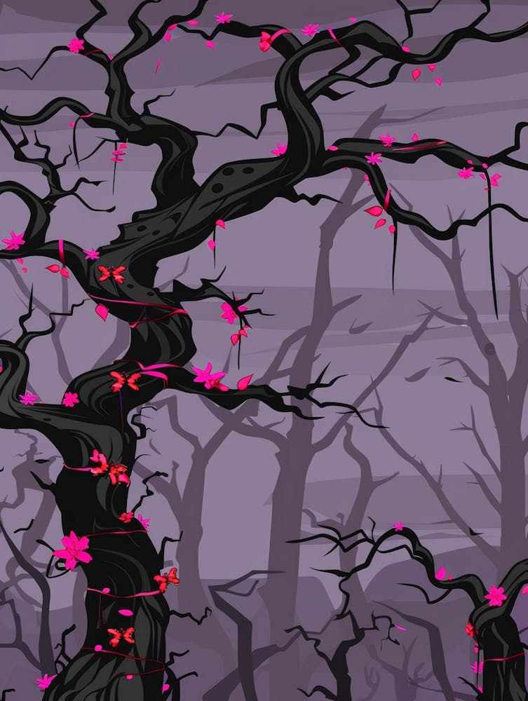 Cherry Blossoms In The Forest