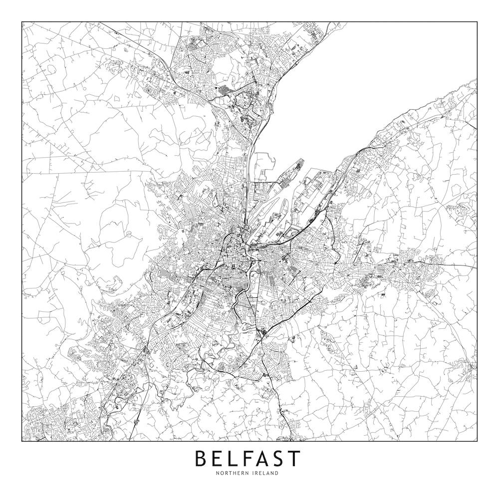 Belfast Weiße Karte Quadrat